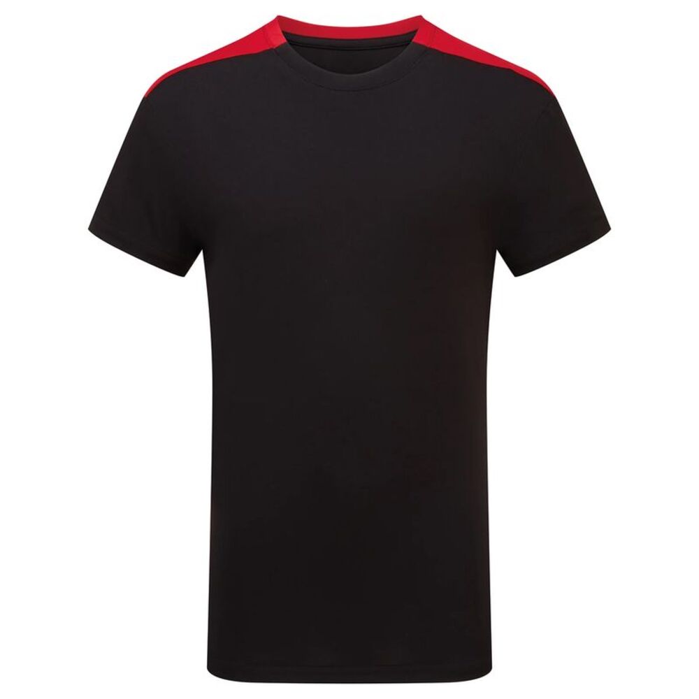TriDri Childrens/Kids Performance Contrast T-Shirt / Black/Fire Red